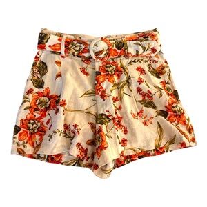 Joie High Waist Floral Print Shorts - 100% linen